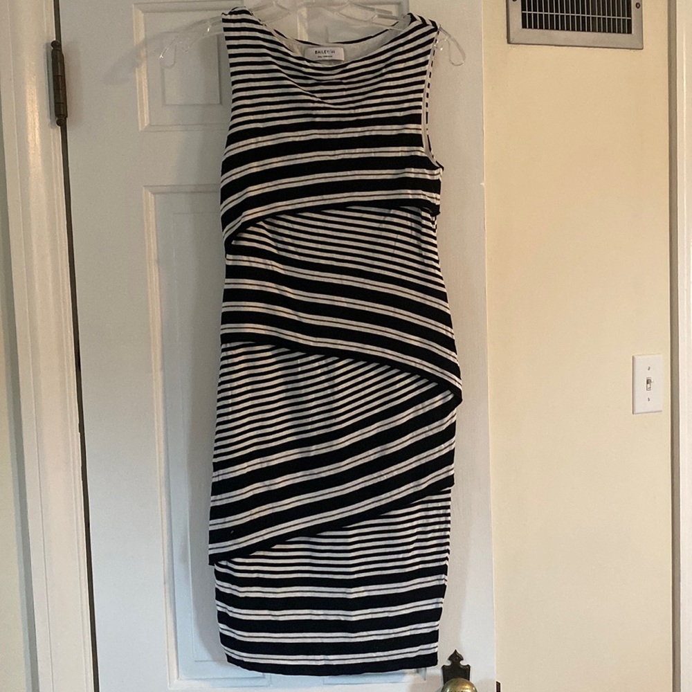 Bailey 44 Black and White Tiered Knee Length Dress Size S